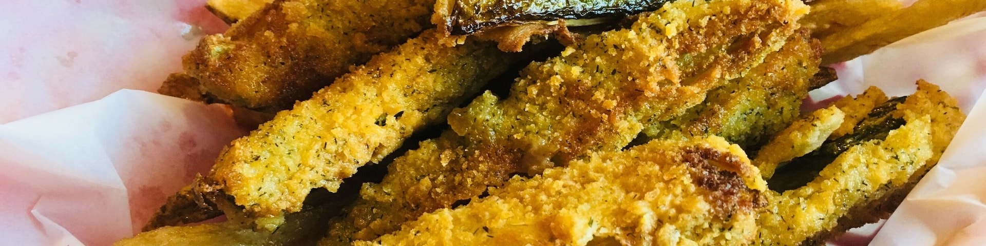 Awesome fried pickle spears and too many homemade pies to list.