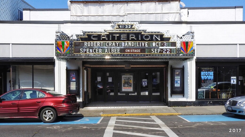 The Criterion in downtown Bar Harbor, Maine, does not look very much from the exterior, but it is a glorious, well-preserved Art Deco style theatre. Opening in 1932, it has served the town of Bar Harbor as a movie palace ever since, accomodating such prominent families as the Rockefellers on their vacations to nearby Mount Desert Island.
Kept in fantastic condition over the years, the theatre still has most of its original interior: seats, curtains, and even the original lighting board for stage performances. The Criterion Theatre also contains a floating balcony, which is rare for most movie palaces. Click on the following link to see a photo of the interior:
https://www.criteriontheatre.org/
#History
