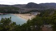 View of Sand Beach from Great Head trail at Acadia National Park.