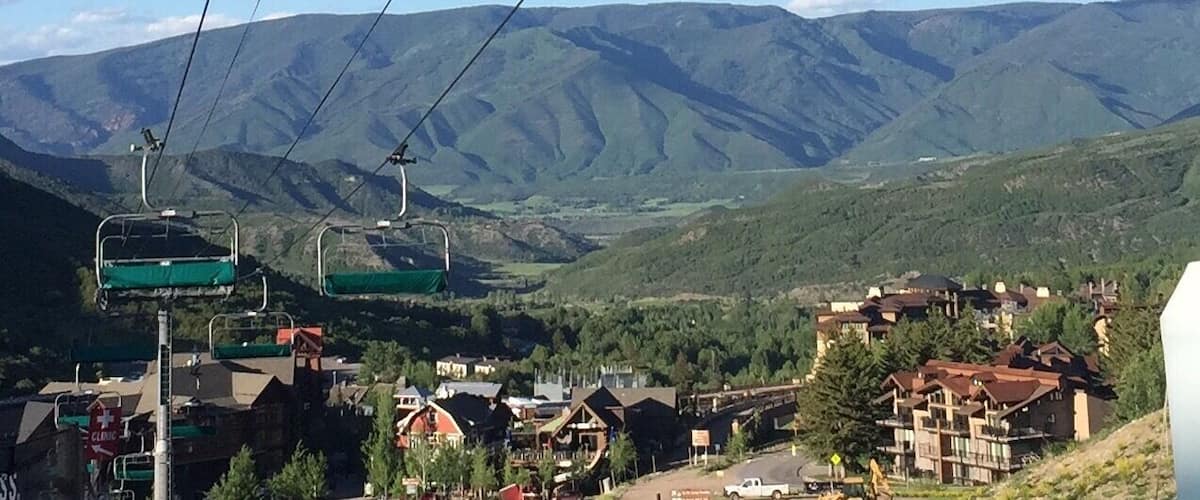 Snowmass in spring. The gondola was free and I saw a family of deer. Very lovely. #lifeatexpedia