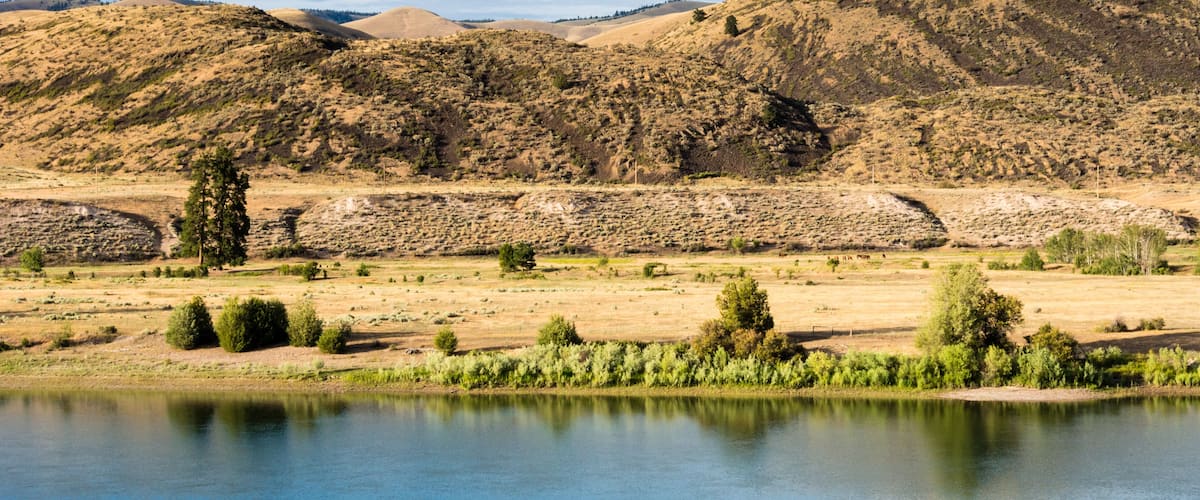 Scenic and wild Flathead river near Perma, Montana, USA