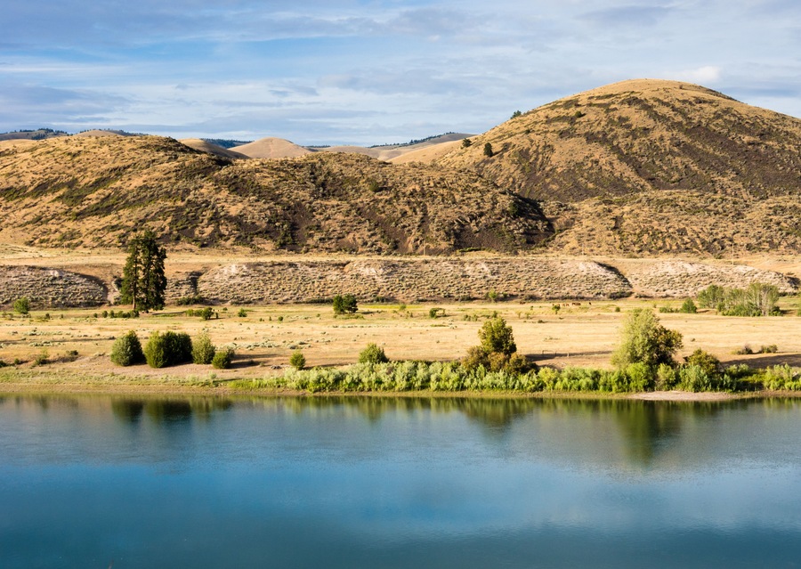 Scenic and wild Flathead river near Perma, Montana, USA