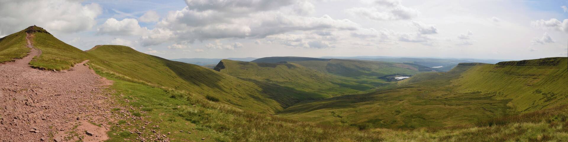 Panoramic View towards Pen-Y-Fan - cloud shadows