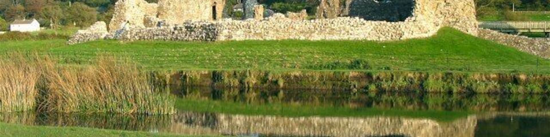 Ogmore castle across the Ewenni river The perfect spot for a photo, just across the stepping stones.