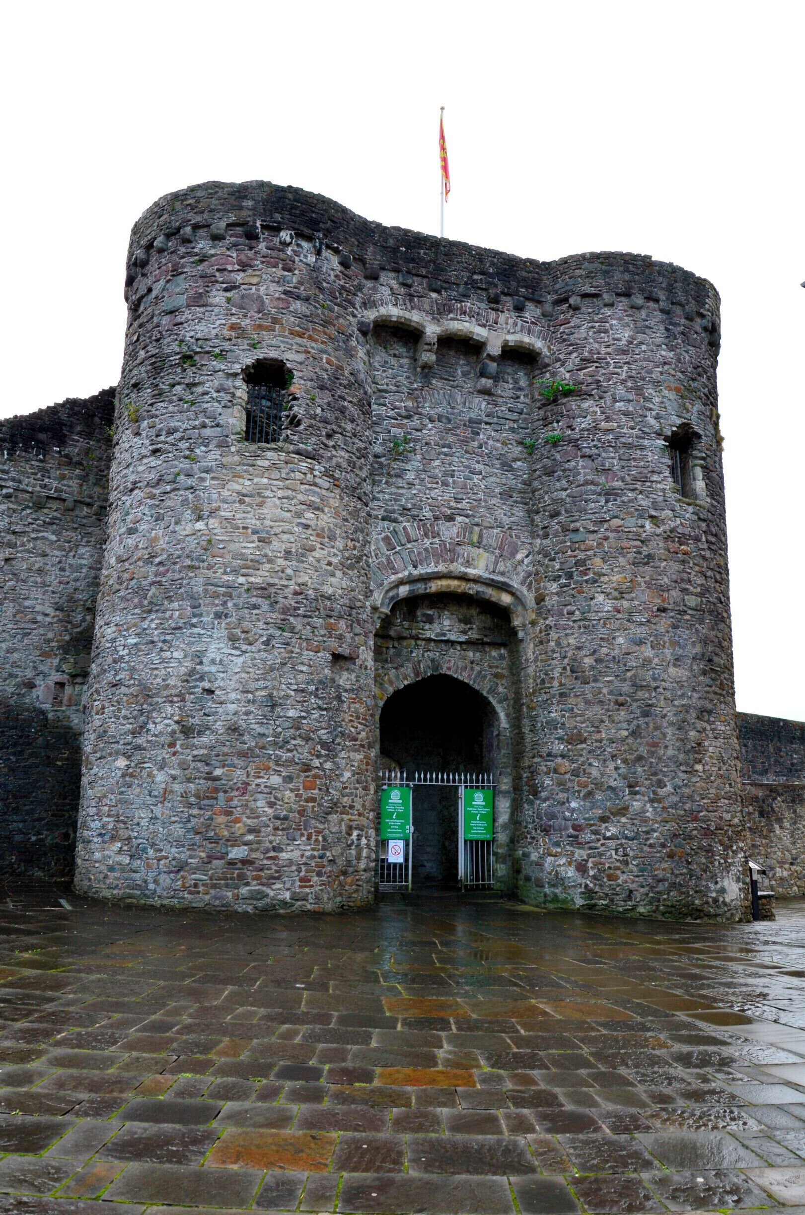Carmarthen Castle is a ruined castle in Carmarthen, West Wales, UK. First built by Walter, Sheriff of Gloucester in the early 1100s, the castle was captured and destroyed on several occasions before being rebuilt in stone during the 1190s