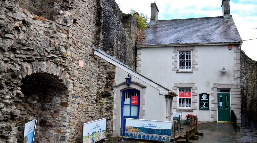Carmarthen Castle is a ruined castle in Carmarthen, West Wales, UK. First built by Walter, Sheriff of Gloucester in the early 1100s, the castle was captured and destroyed on several occasions before being rebuilt in stone during the 1190s