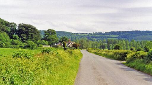 Approaching site of Golden Grove station, 1993. View southward from Cilsan Bridge, towards former level-crossing over ex-LNWR branch Llandilo (to left) - (to right) Carmarthen, closed 9/9/63.