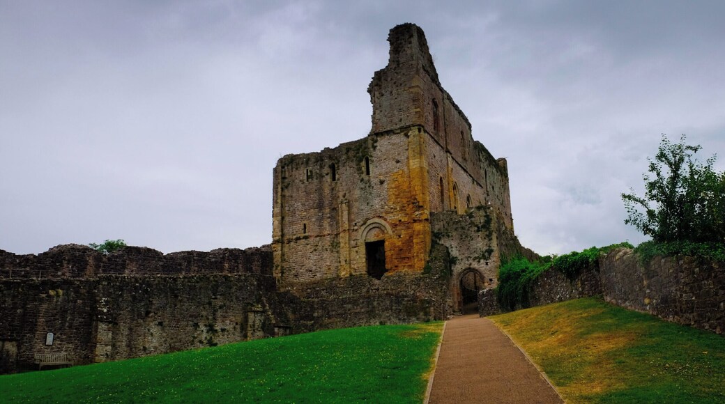 The Chepstow Castle's Great Tower viewed from the Middle Bailey.
