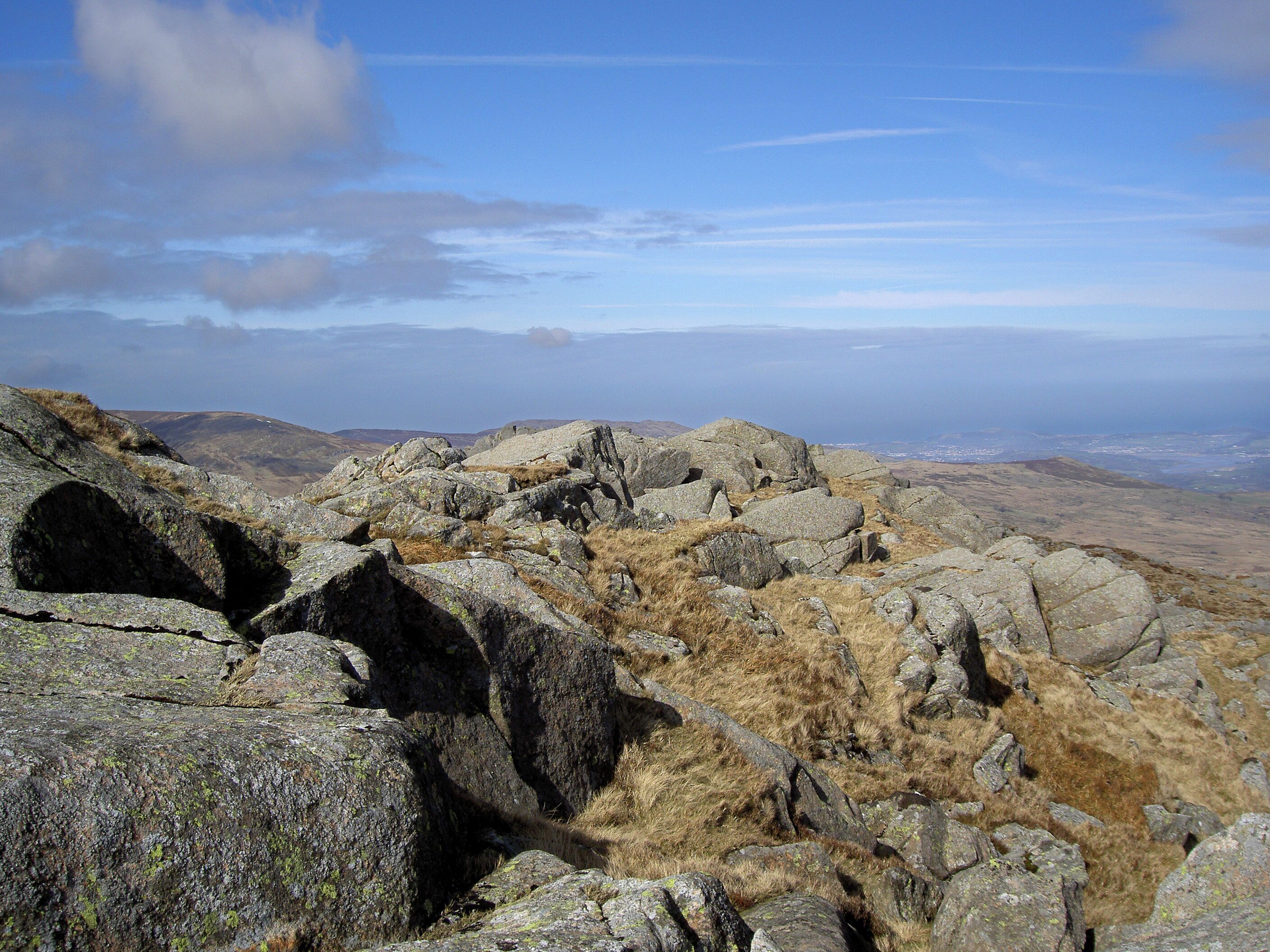 The rocky summit The blue sky gives no hint of the cold gale that was blowing