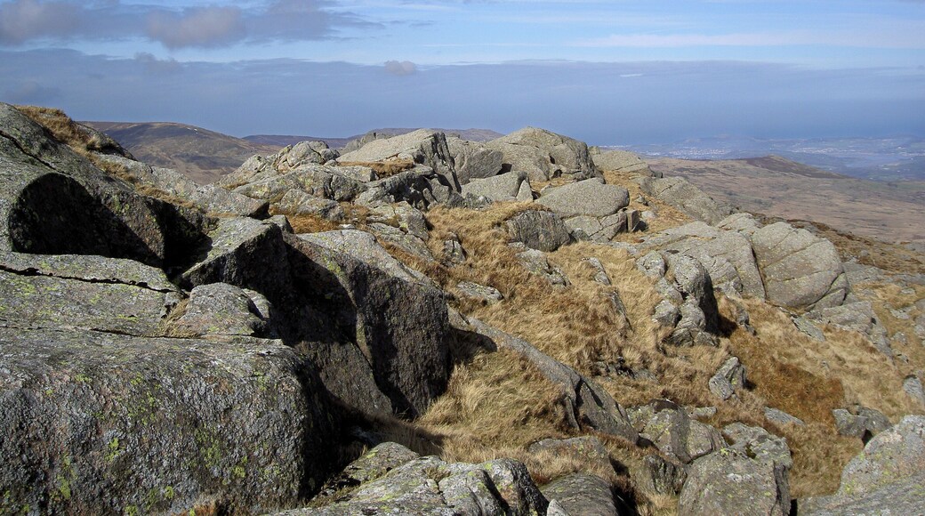The rocky summit The blue sky gives no hint of the cold gale that was blowing