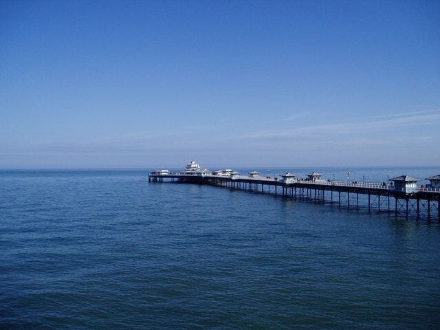 Llandudno Pier Llandudno Pier took just over a year to construct, opening to the public in 1878., extending 1,234ft (376m) from the shore. Llandudno Pier is considered by many to be the finest surviving Victorian pier in Britain and is now a Grade II listed building. Photograph taken on a particularly fine Sunday afternoon in February.