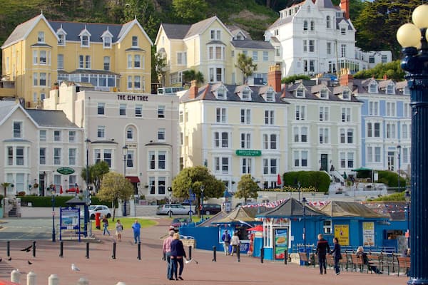 Llandudno which includes a square or plaza and a small town or village