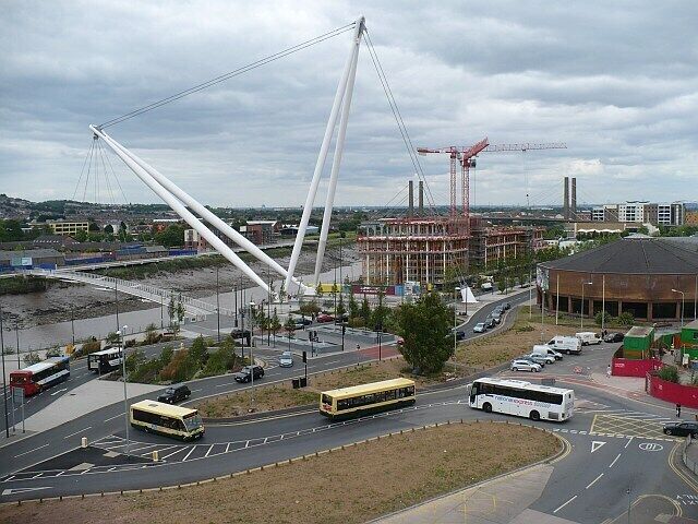Riverside development, Newport. Taken from the top of the soon to be closed Capitol Car Park which is above Newport Bus Station 529298. The building under construction is the new £35m City Centre Campus for the University of Wales, Newport. This will be home to two academic schools with international reputations: the Newport Business School and the digital media, film and design elements of Newport School of Art, Media and Design. For a similar view taken about 2 years earlier see 540147.
