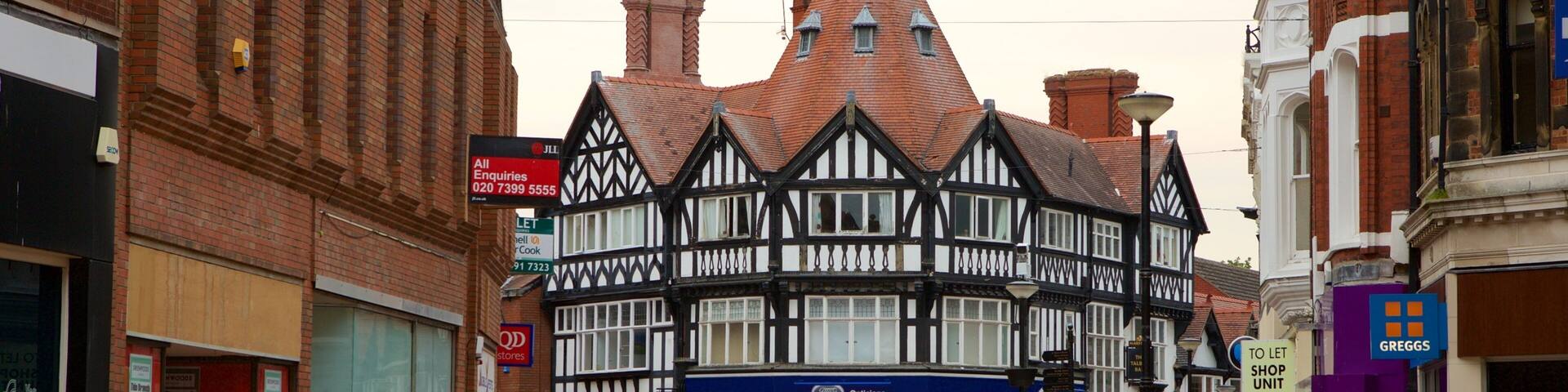 Wrexham featuring street scenes