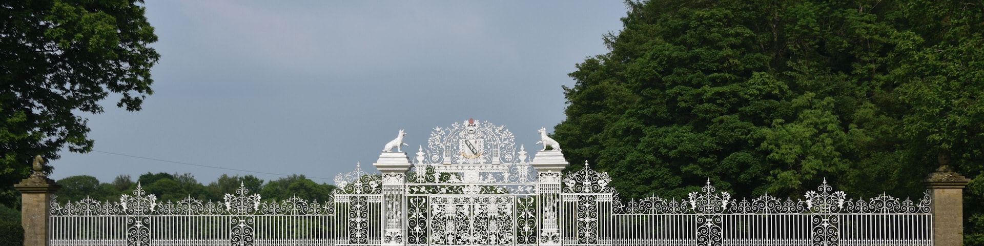 The ornate gate leading into Chirk Castle, a medieval castle near the Welsh border.