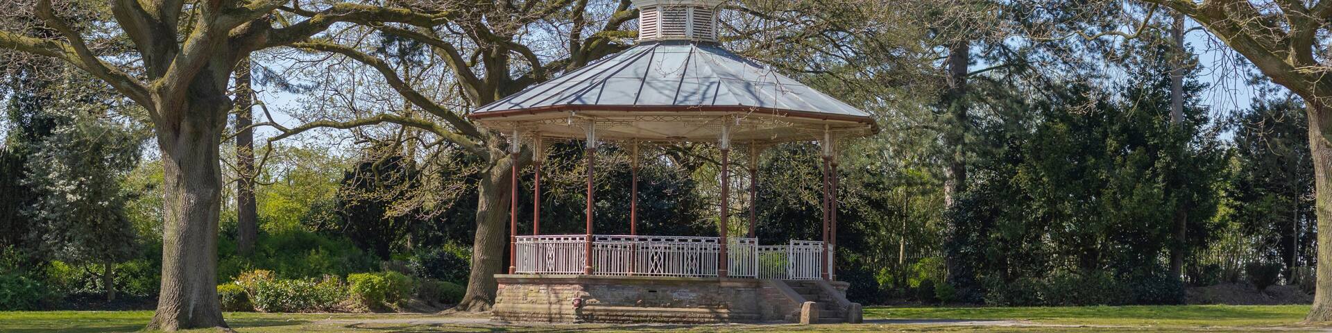 Bandstand in a park with ornate roof