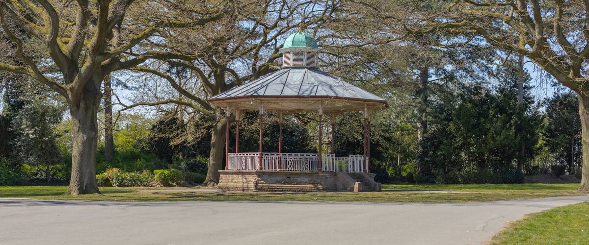 Bandstand in a park with ornate roof