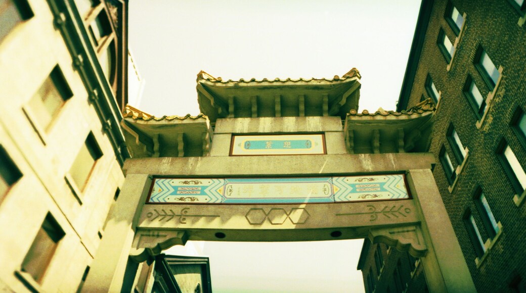 Buildings in a city, Chinatown, Montreal, Quebec, Canada.