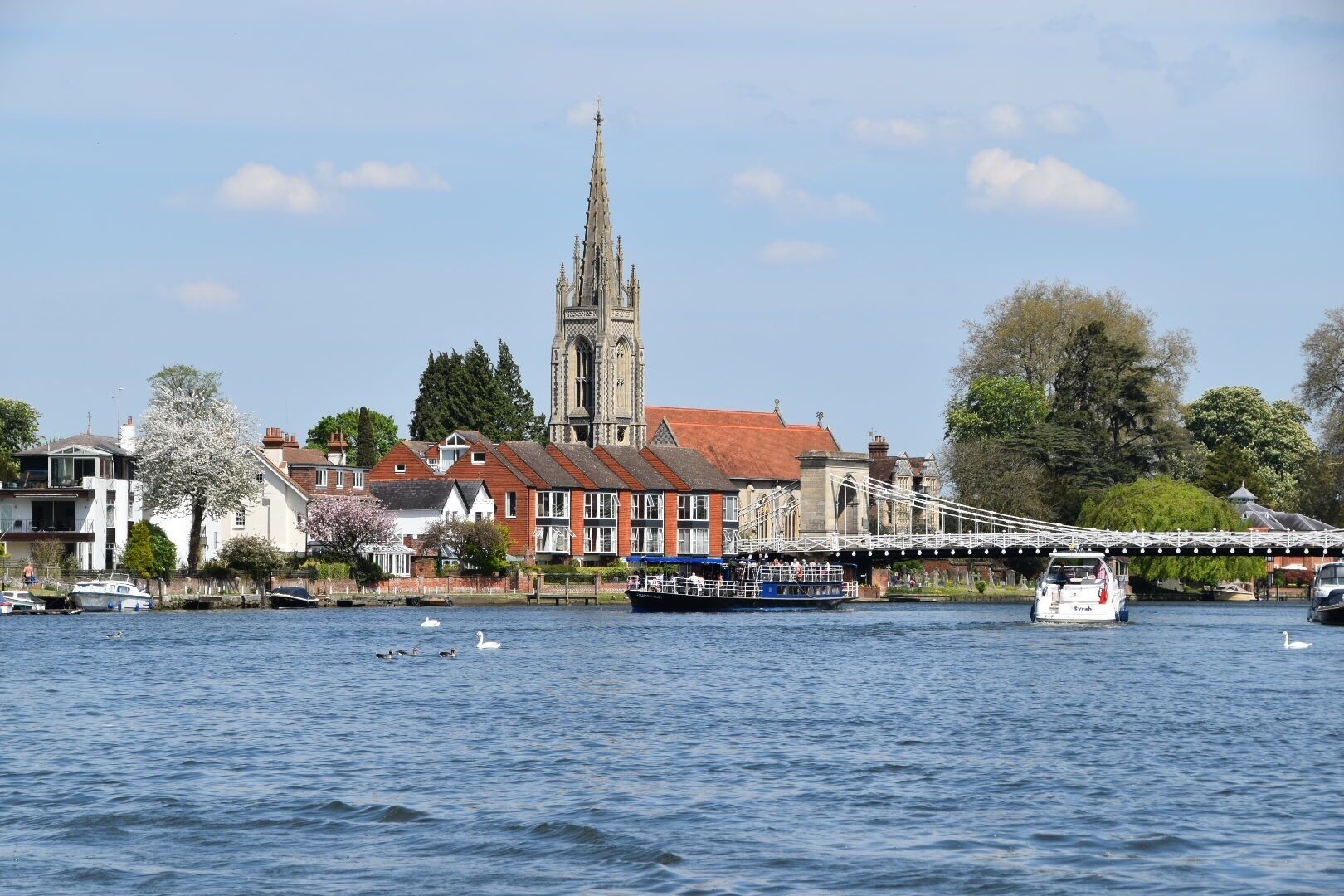 Walk along the Water near downtown Marlow UK. Picturesque British town worth a visit.