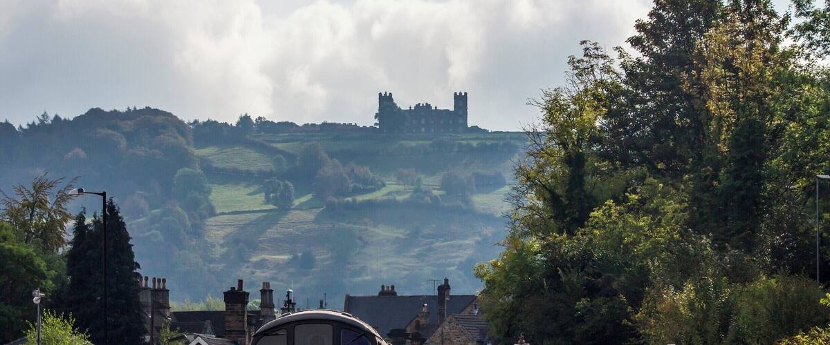 A heritage Locomotive leaves Matlock Station with Riber Castle on the hill in the background.
http://www.peakrail.co.uk/