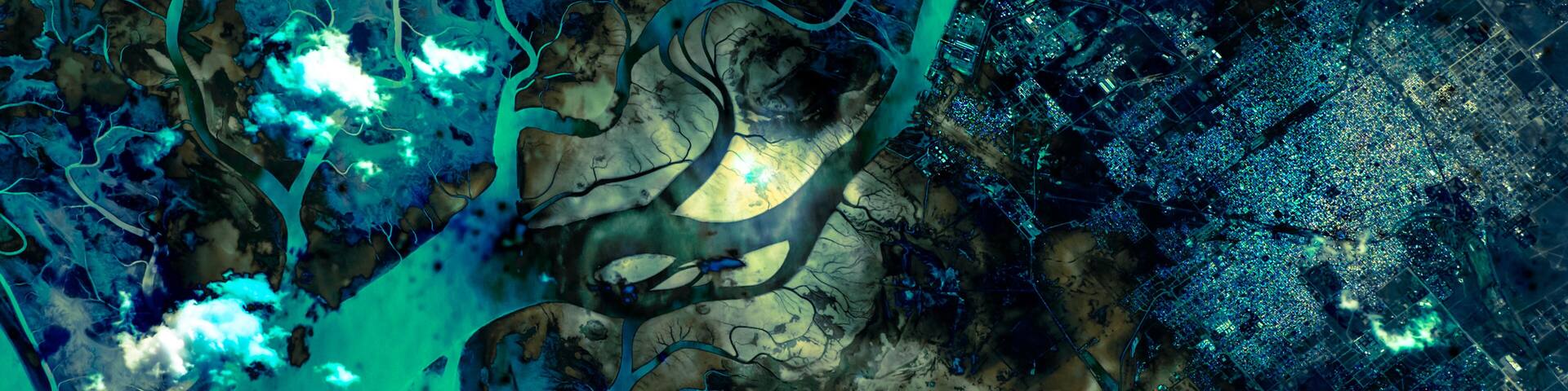 Bahia Blanca, Buenos Aires Province, Argentina. Satellite view. Elements of this image furnished by NASA.
