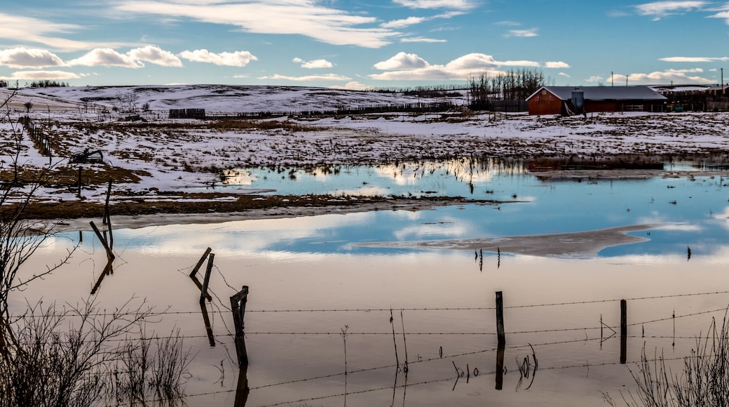 Chinook arch over a farmers field, Stettler County, Alberta, Canada