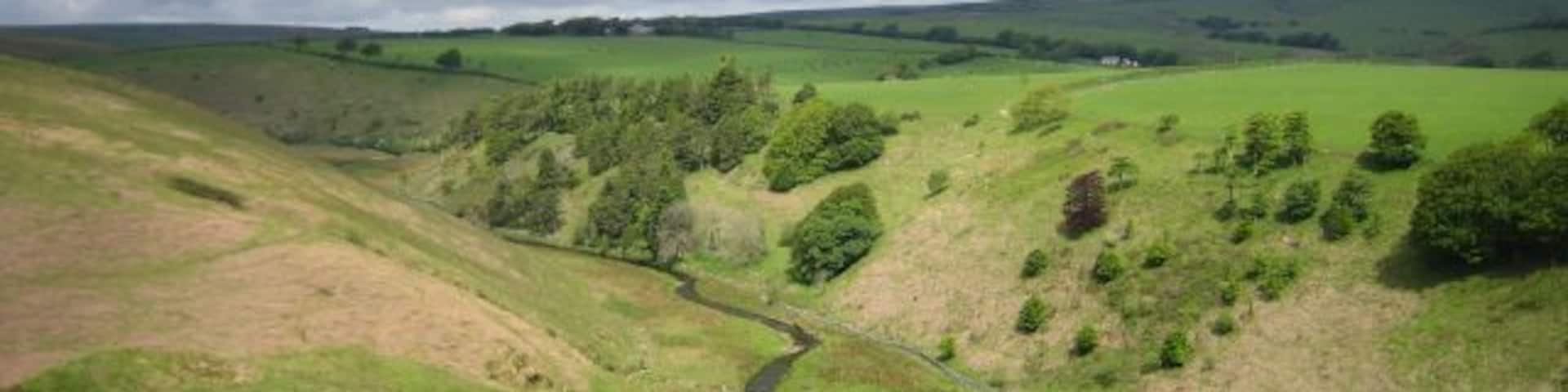 Barle Valley Looking upstream from the Simonsbath - Brayford road. Stormy weather approaching.