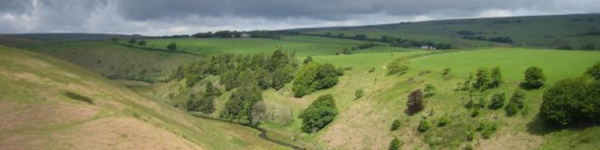 Barle Valley Looking upstream from the Simonsbath - Brayford road. Stormy weather approaching.