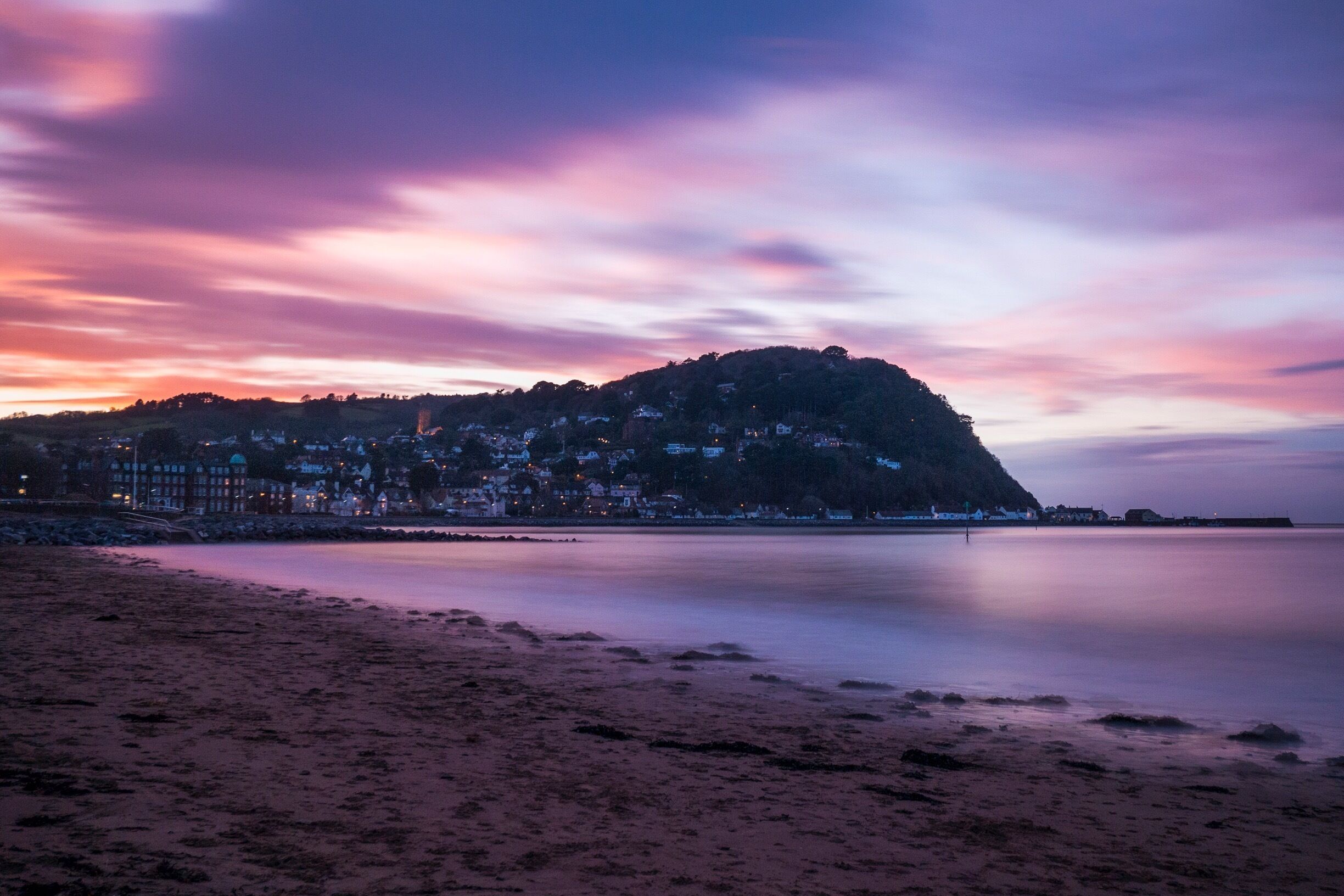 Long exposure sunset over Minehead. 