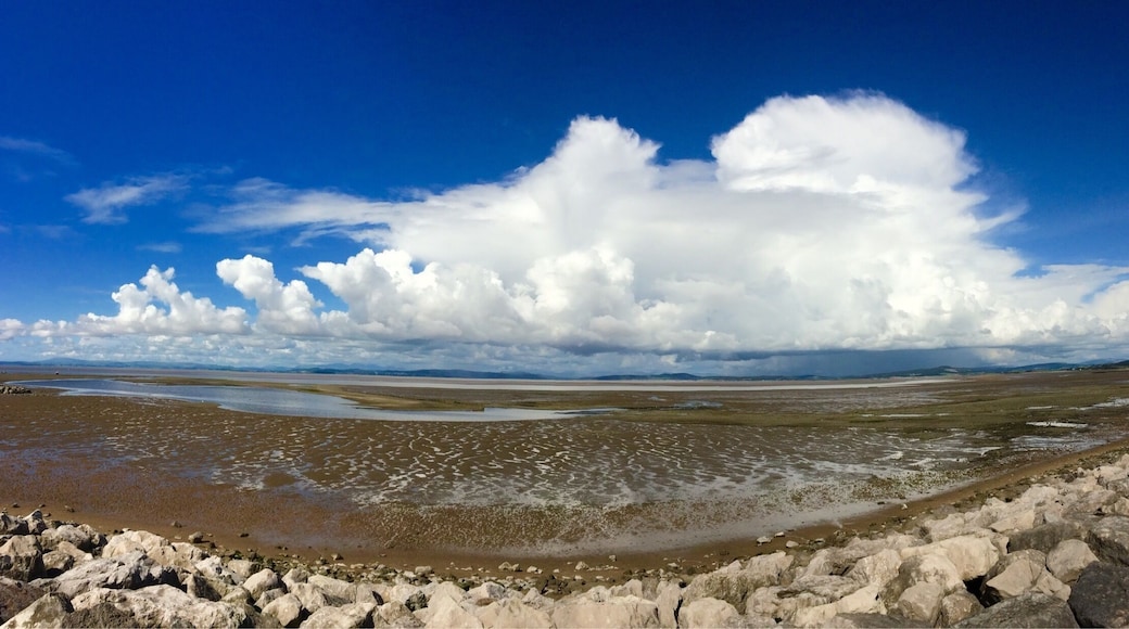 View from the prom, over the bay towards the Lake District. The sands can be treacherous. The tide comes in incredibly quickly and there are numerous patches of quicksand.