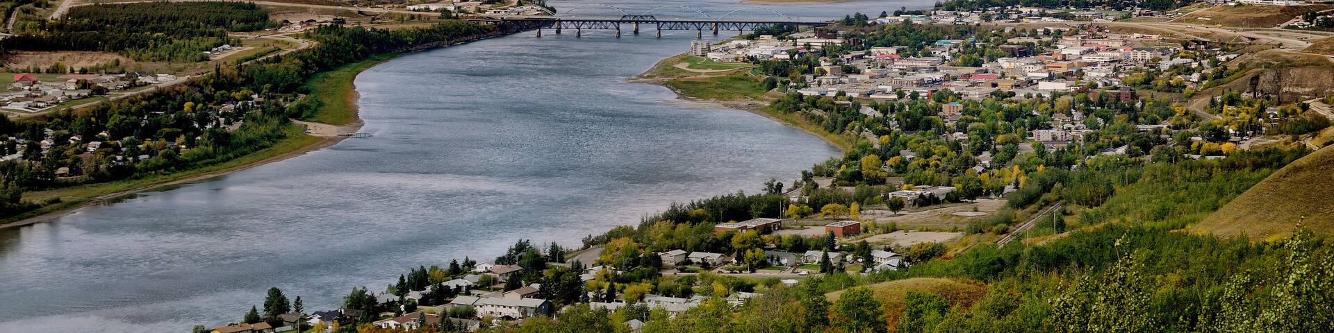 Scenic view of Peace River in Alberta, Canada