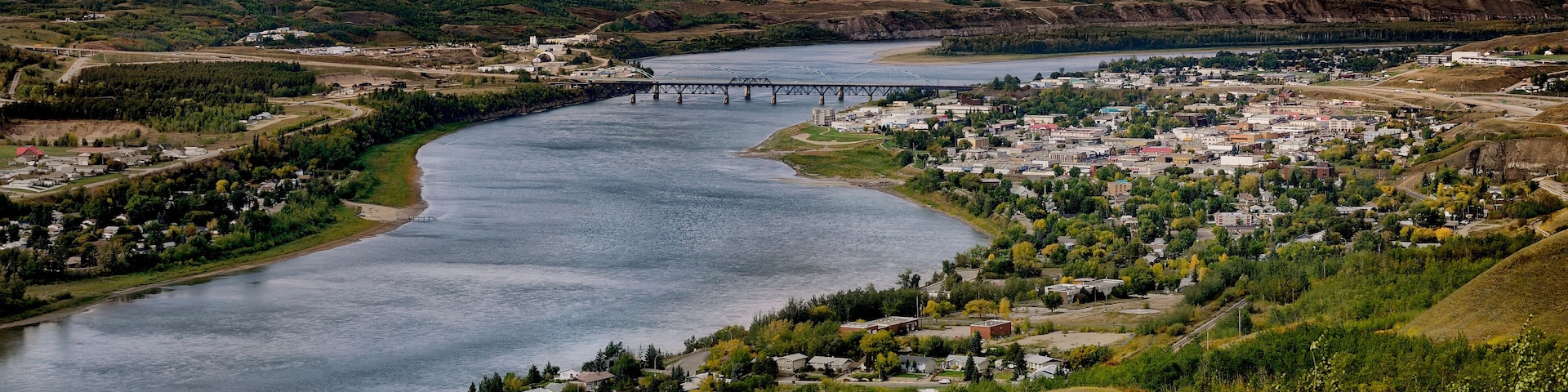 Scenic view of Peace River in Alberta, Canada