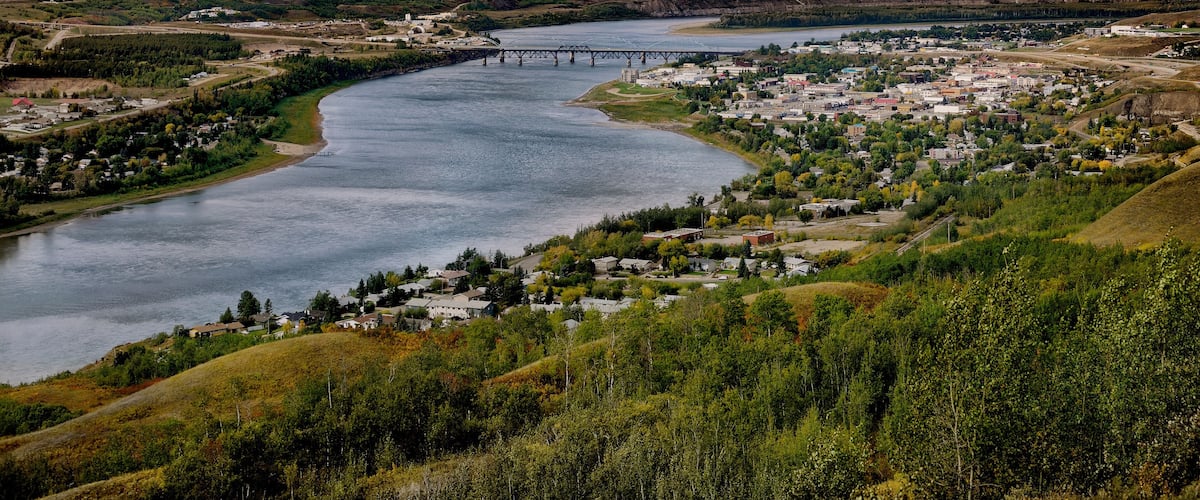 Scenic view of Peace River in Alberta, Canada