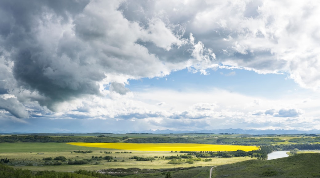 A summer storm forms over a section of the Trans Canada Trail at Glenbow Provincial Park Alberta.