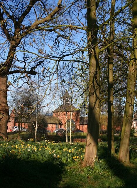 Stables block, Rookery Hall Stables block of Rookery Hall from the main driveway across the gardens; now part of the luxury hotel. See also 389290