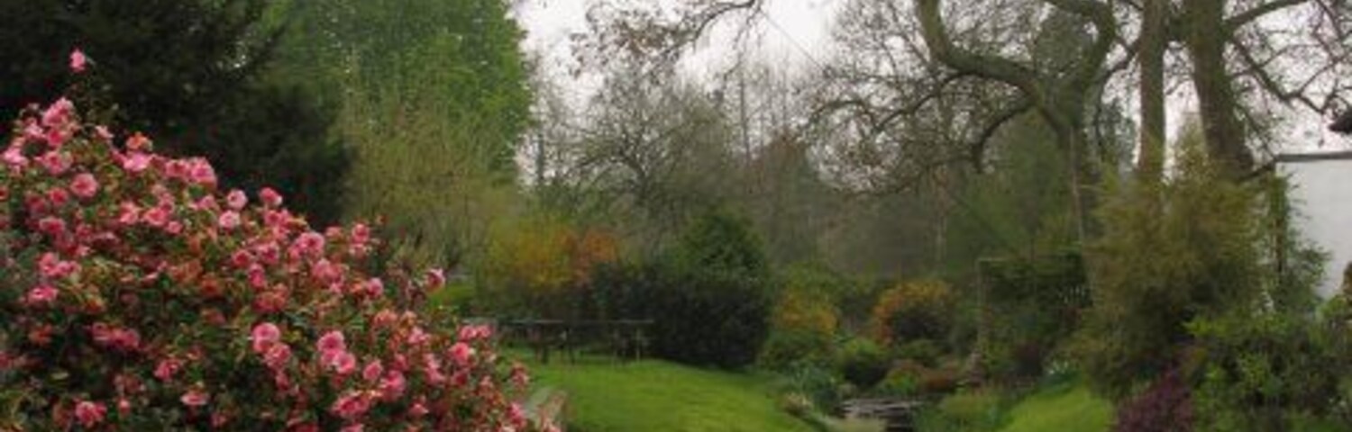 The Stream alongside Ye Olde Swan Inn. This stream runs diagonally through the square from NE-SW and is on the eastern side of the pub, between the pub and the road into Newtown.