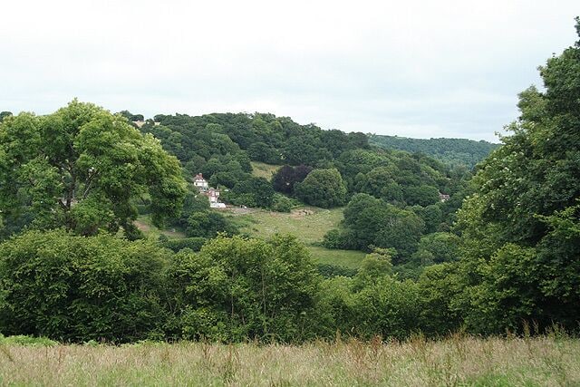 Lustleigh: south of Hammerslake Looking roughly east across a valley towards Combe and Mapstone