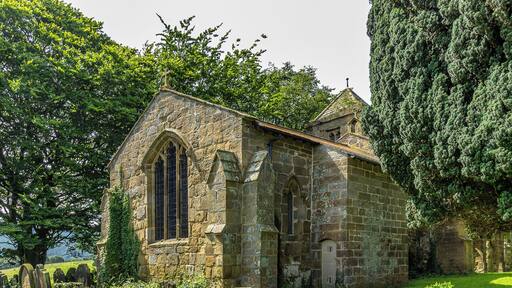 Chancel of the former parish church of the Holy Rood, Whorlton, North Yorkshire, seen from the northeast