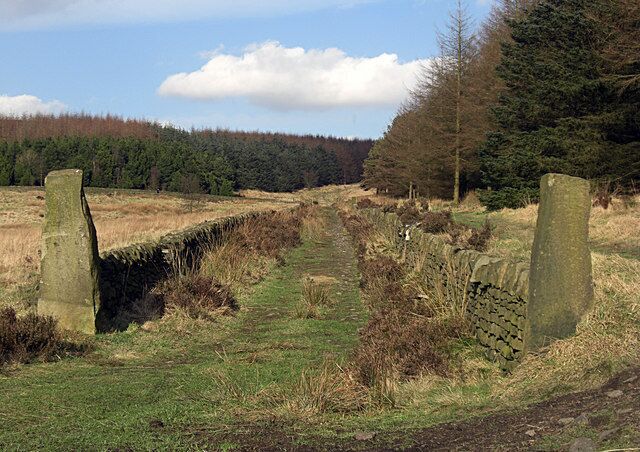 Crompton Moor This walled track is on the lower slopes of the moor above Brushes Clough quarry. There are many tracks on this large area of open space on the edge of Shaw's urban area. It is a very popular amenity for off road cyclists, dog walkers and other lovers of the countryside.