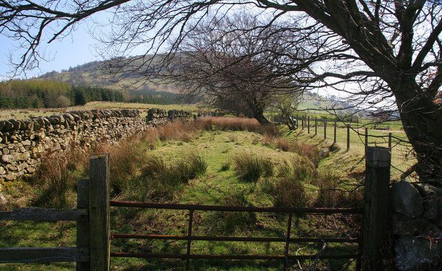 Great Mell Fell Track alongside the disused rifle range beneath Great Mell Fell.
