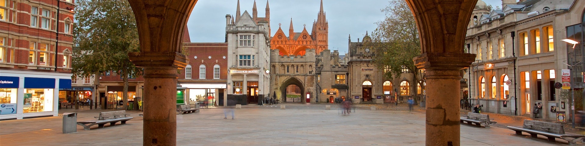 Peterborough which includes a square or plaza