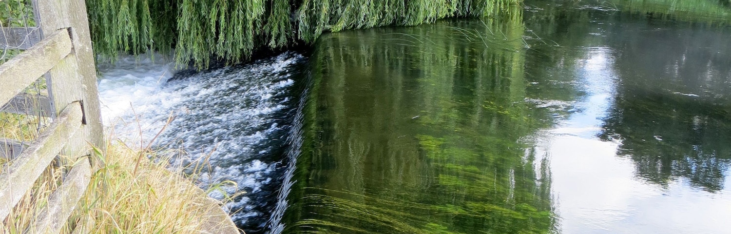 Weir and willows at Wansford - August 2013