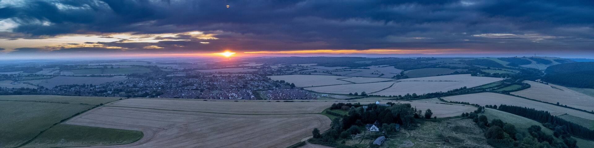 Sunset over Windmill Hill and Clanfield Down, Hampshire
