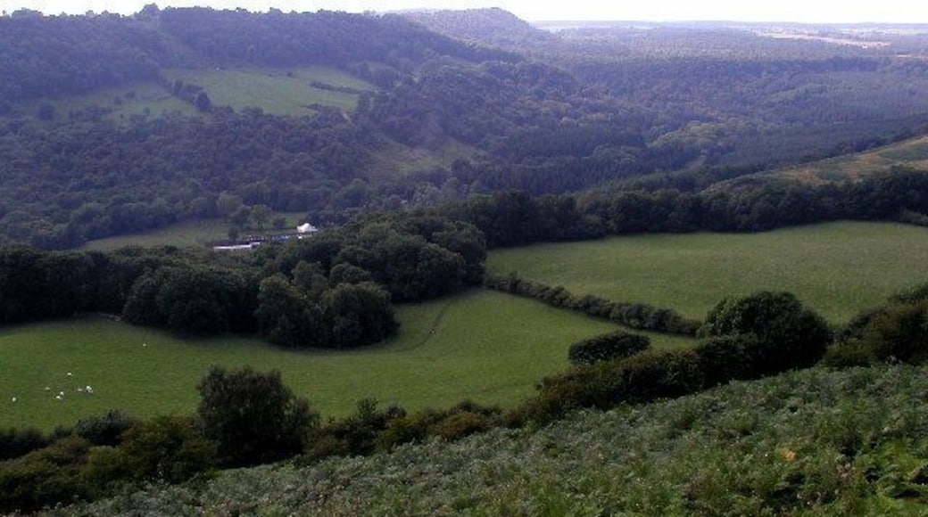 Levisham Station in Newtondale. Some rolling stock of the North Yorkshire Moors Railway can just be seen in the photograph at Levisham Station (see other picture for details of the location).
