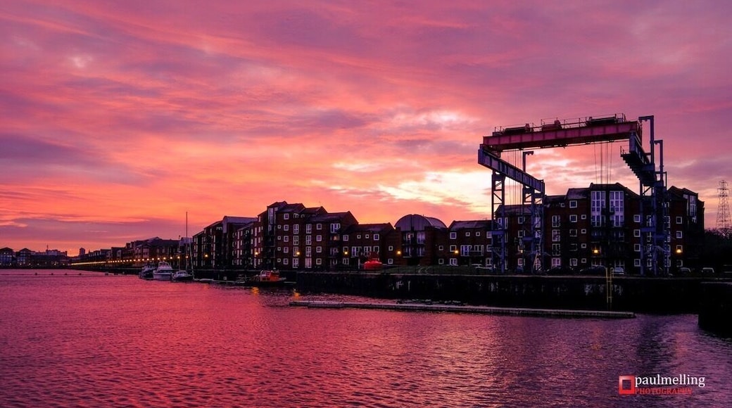 View at dawn of the boat crane on Preston’s Albert Dock. #lancashire #marina #preston