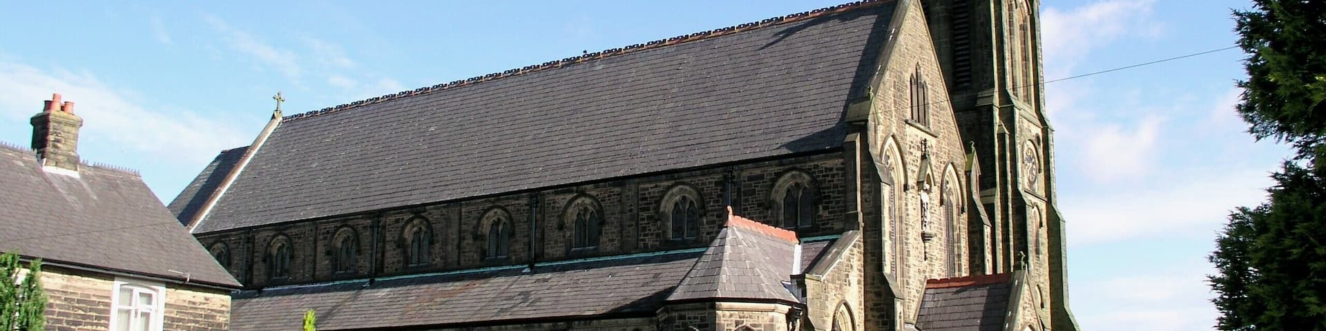 Roman Catholic church of St Wilfrid, Derby Road, Longridge, Lancashire, seen from the south