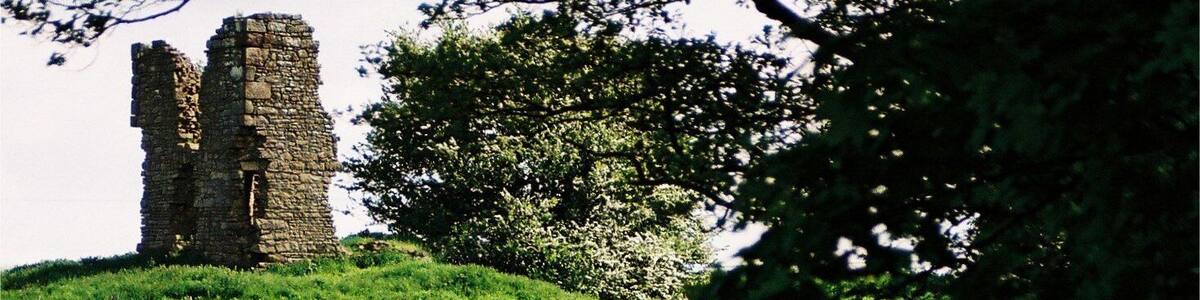The ruins of Greenhalgh Castle, near Garstang, Lancashire, England.