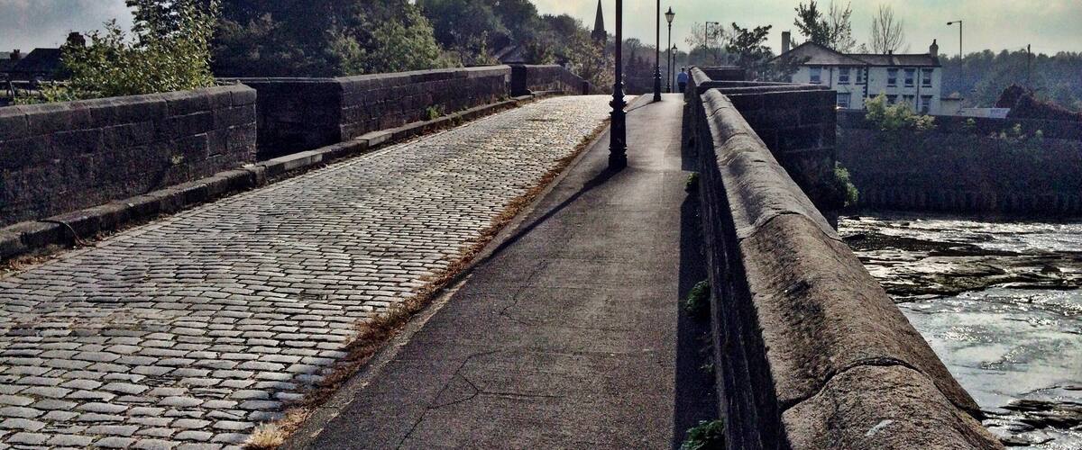 The Old Penwortham Bridge, near Preston. It was built in 1759 and operated as a toll bridge for people crossing the river. The previous bridge that stood in the same spot collapsed just a year after construction, in 1756.