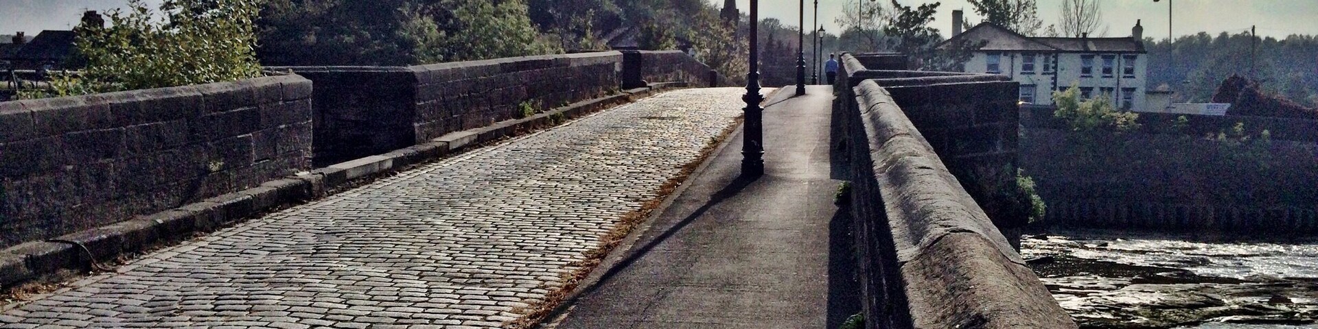 The Old Penwortham Bridge, near Preston. It was built in 1759 and operated as a toll bridge for people crossing the river. The previous bridge that stood in the same spot collapsed just a year after construction, in 1756.