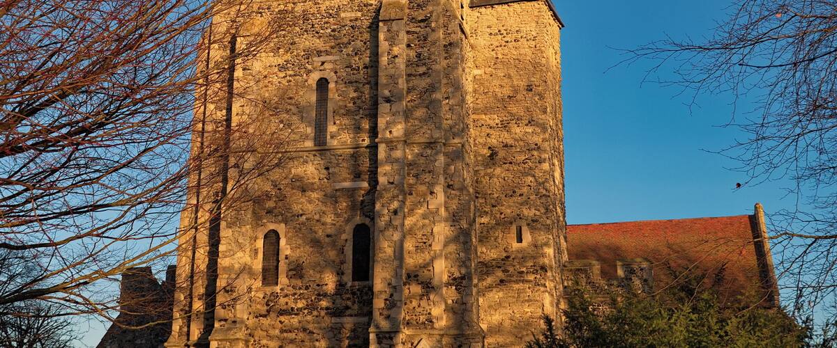 The tower of St Mary the Virgin Church in Minster-in-Thanet, Kent.